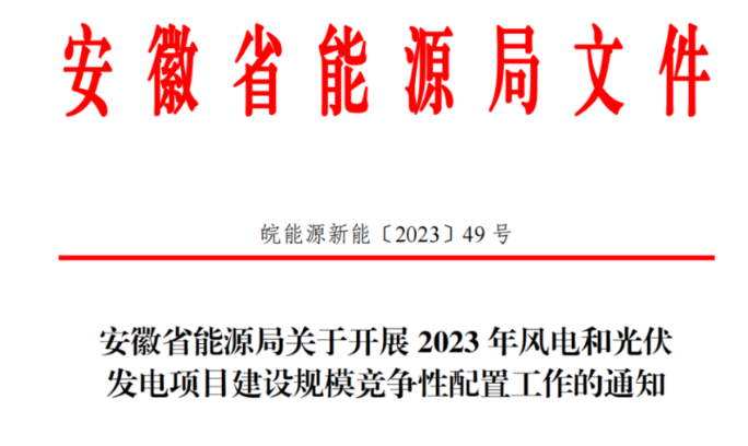 150萬(wàn)千瓦！安徽省2023年風(fēng)電項(xiàng)目建設(shè)規(guī)模競(jìng)配方案公布