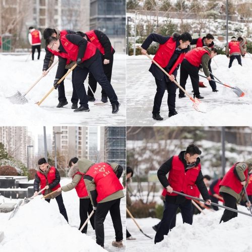 白雪更映“志愿紅”，山東電建公司志愿者掃雪除冰在行動